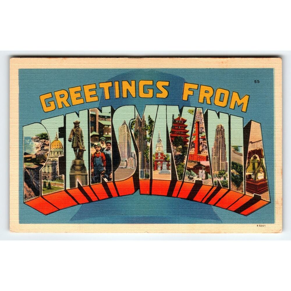 Vintage Greetings from Pennsylvania Linen Postcard by Pittsburgh News Co.